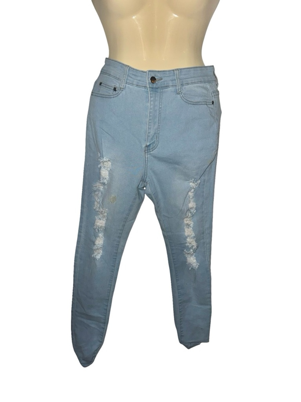 Fashion Nova Light Blue Ripped Skinny Jeans